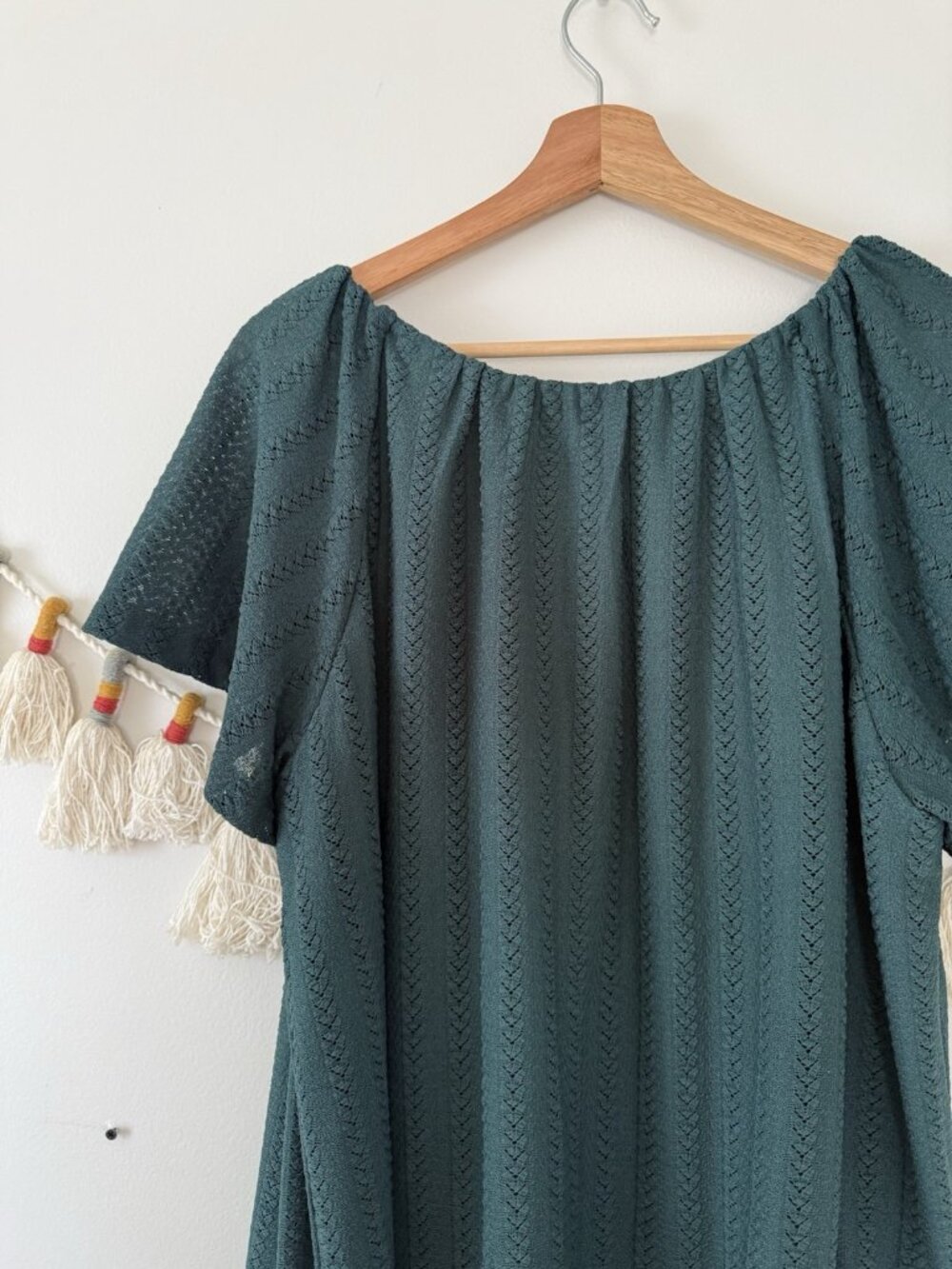 Loft Kelly Green Crochet Eyelet Flutter Sleeve Top Relaxed Cottage Feminine XXL - Picture 6 of 10